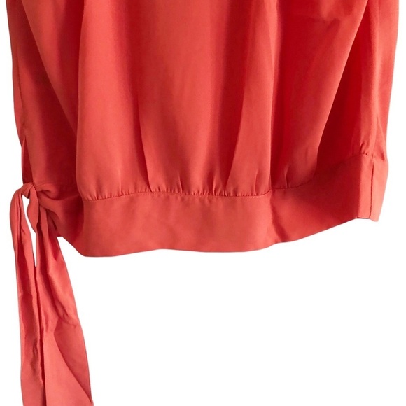 Krisa Draped Cowl Neck Tank Top With Side Tie Bow Orange Medium - Picture 3 of 10